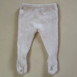 Cyrillus Baby Footed Knit Pants – White Ribbed – Size 6M